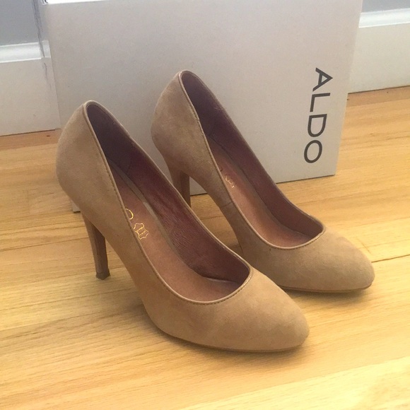 Aldo, 4 inch nude colored, microsuede heels, size 6.5 - Picture 1 of 5